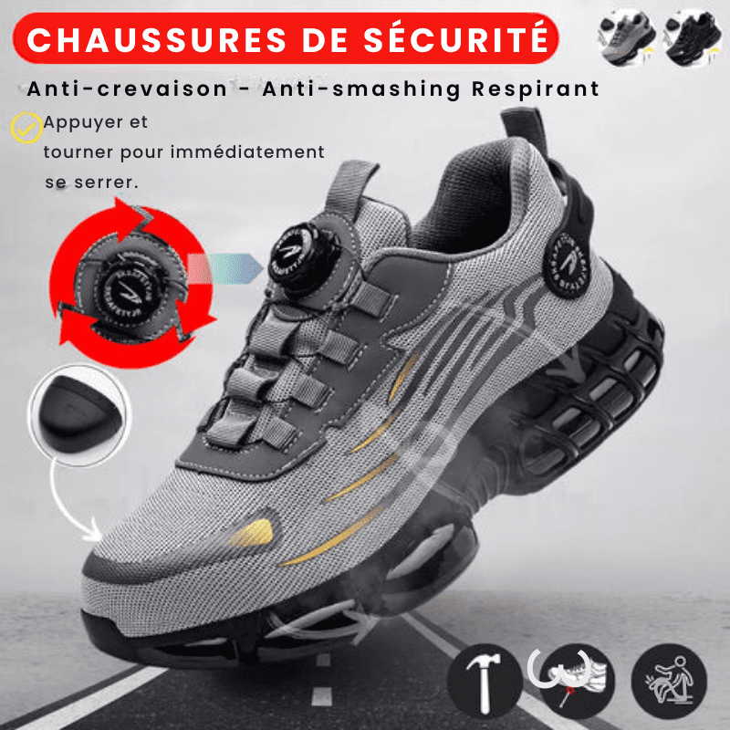 Henner Z90 Chaussures de sécurité ultralégères et résistantes à l'usure avec boucle rotative à embout d'acier