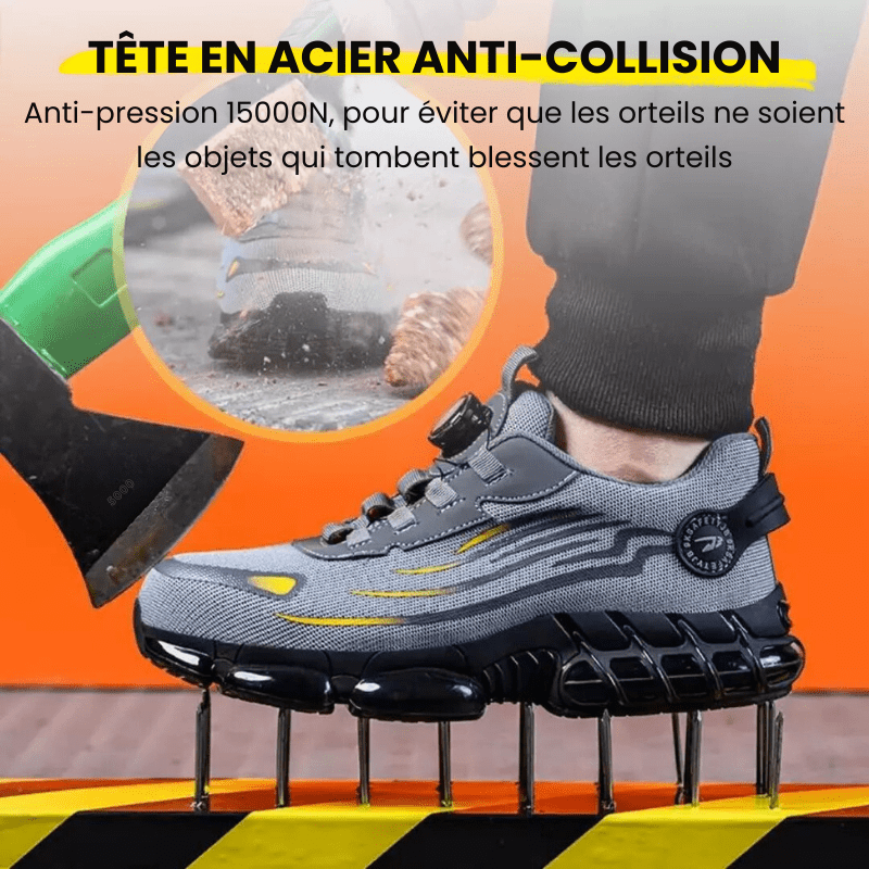 Henner Z90 Chaussures de sécurité ultralégères et résistantes à l'usure avec boucle rotative à embout d'acier