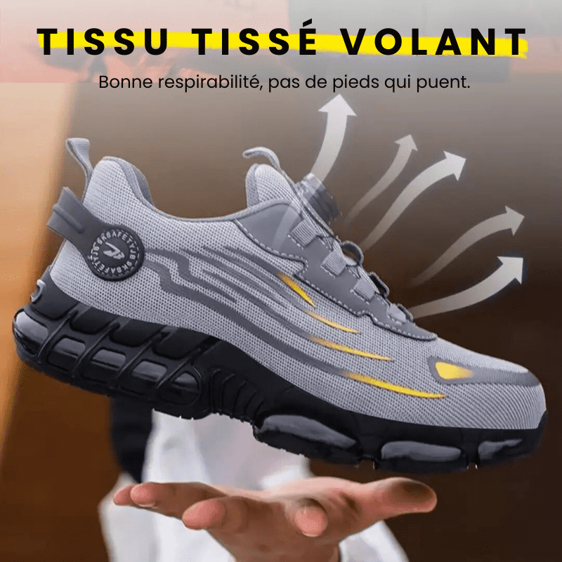 Henner Z90 Chaussures de sécurité ultralégères et résistantes à l'usure avec boucle rotative à embout d'acier