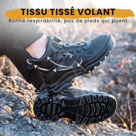 Fanmalls S3 Chaussures de sécurité ultralégères et résistantes à l'usure avec boucle rotative à embout d'acier