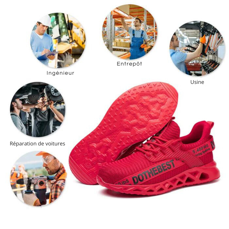 ULTRA-LIGHTWEIGHT AND BREATHABLE ANTI-SLIP SHOES WITH STEEL TOE CAP