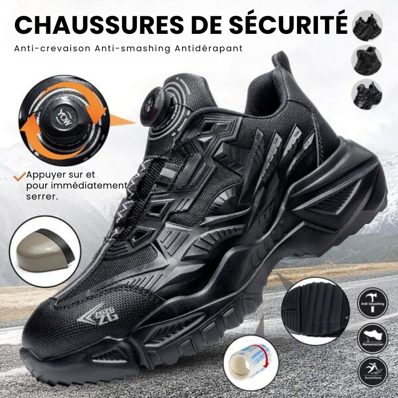 Fanmalls S3 Chaussures de sécurité ultralégères et résistantes à l'usure avec embout en acier-boucle pivotante-3