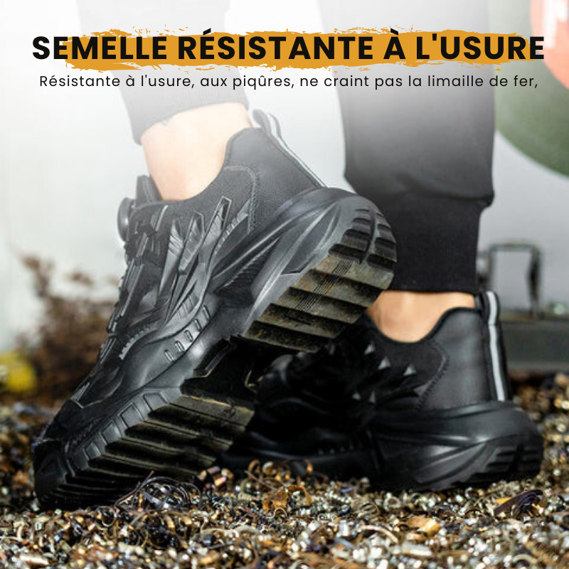 Fanmalls S3 Chaussures de sécurité ultralégères et résistantes à l'usure avec embout en acier-boucle pivotante-3